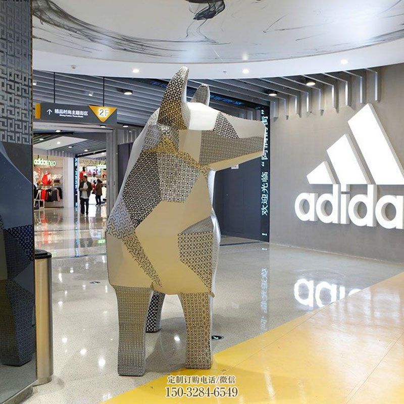 几何牛雕塑定制 景观户外抽象雕塑点击 景观户外动物雕塑点击